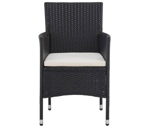 Set de comedor de jardín 3 pzas ratán PE vidrio templado negro