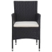 Set de comedor de jardín 3 pzas ratán PE vidrio templado negro