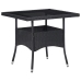 Set de comedor de jardín 3 pzas ratán PE vidrio templado negro