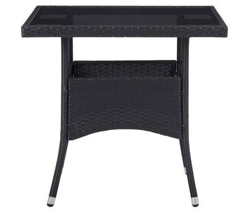 Set de comedor de jardín 3 pzas ratán PE vidrio templado negro