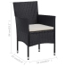 Set de comedor de jardín 3 pzas ratán PE vidrio templado negro