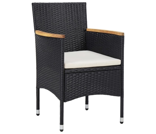 Set de comedor de jardín 5 pzas ratán PE vidrio templado negro