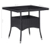 Set de comedor de jardín 5 pzas ratán PE vidrio templado negro