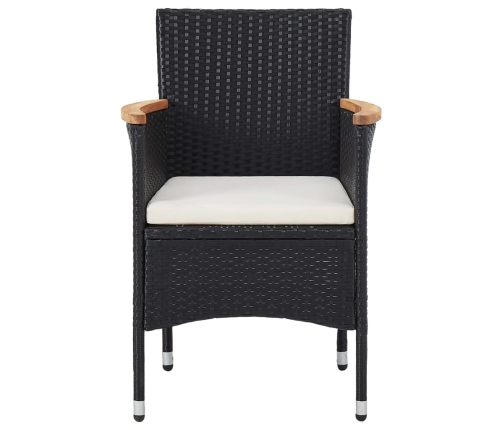 Set de comedor de jardín 5 pzas ratán PE vidrio templado negro