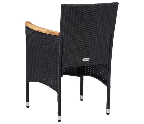 Set de comedor de jardín 5 pzas ratán PE vidrio templado negro