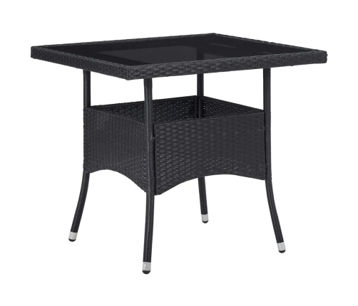 Set de comedor de jardín 5 pzas ratán PE vidrio templado negro
