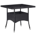 Set de comedor de jardín 5 pzas ratán PE vidrio templado negro