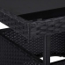 Set de comedor de jardín 5 pzas ratán PE vidrio templado negro