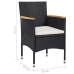 Set de comedor de jardín 5 pzas ratán PE vidrio templado negro