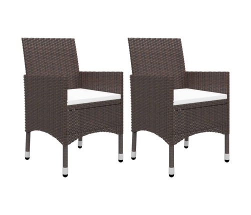 Set de comedor de jardín 3 pzas ratán PE vidrio templado marrón