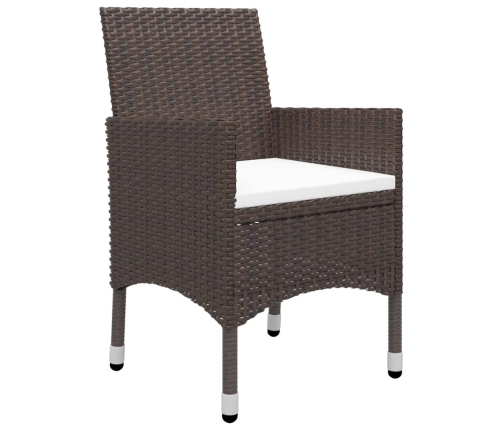 Set de comedor de jardín 3 pzas ratán PE vidrio templado marrón