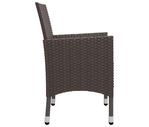Set de comedor de jardín 3 pzas ratán PE vidrio templado marrón