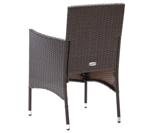 Set de comedor de jardín 3 pzas ratán PE vidrio templado marrón