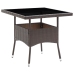 Set de comedor de jardín 3 pzas ratán PE vidrio templado marrón