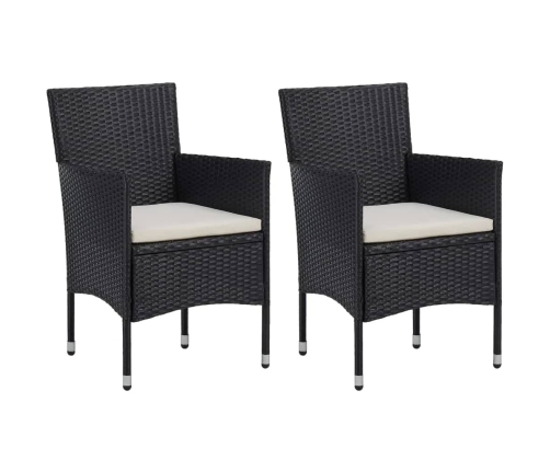 Set comedor jardín 3 pzas ratán sintético madera maciza negro