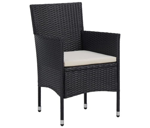 Set comedor jardín 3 pzas ratán sintético madera maciza negro