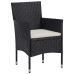 Set comedor jardín 3 pzas ratán sintético madera maciza negro
