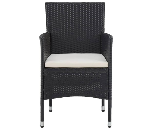 Set comedor jardín 3 pzas ratán sintético madera maciza negro