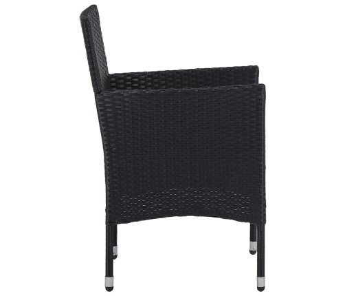 Set comedor jardín 3 pzas ratán sintético madera maciza negro