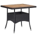 Set comedor jardín 3 pzas ratán sintético madera maciza negro
