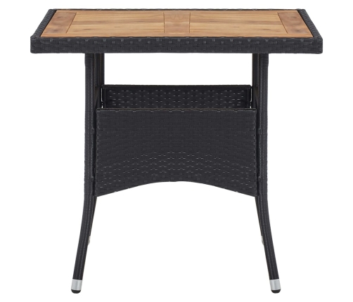 Set comedor jardín 3 pzas ratán sintético madera maciza negro