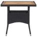Set comedor jardín 3 pzas ratán sintético madera maciza negro