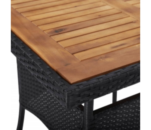 Set comedor jardín 3 pzas ratán sintético madera maciza negro