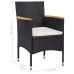 Set comedor jardín 3 pzas ratán sintético madera maciza negro
