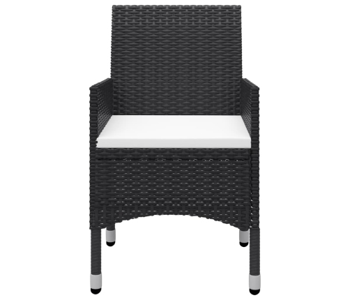 Set de bistró de jardín 3 pzas ratán PE vidrio templado negro