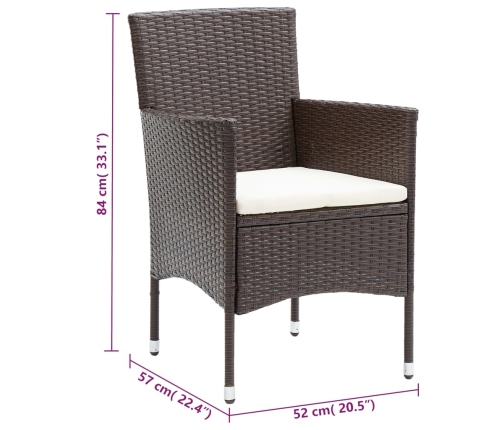Juego de comedor de jardín 11 piezas ratán sintético marrón