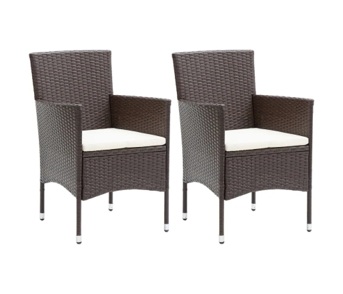 Set de comedor de jardín 3 pzas ratán PE vidrio templado marrón