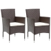 Set de comedor de jardín 3 pzas ratán PE vidrio templado marrón