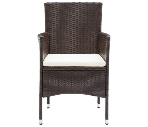 Set de comedor de jardín 3 pzas ratán PE vidrio templado marrón