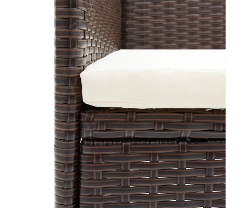 Set de comedor de jardín 3 pzas ratán PE vidrio templado marrón
