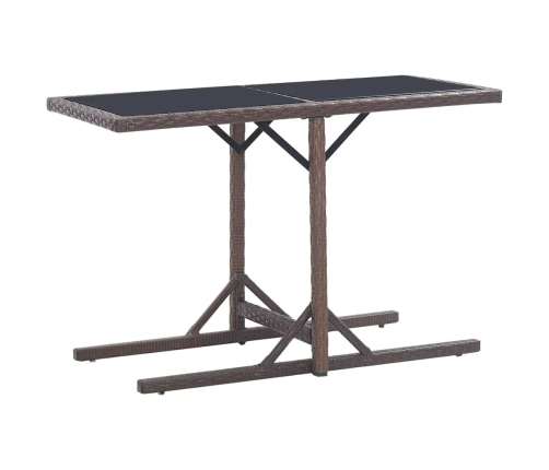 Set de comedor de jardín 3 pzas ratán PE vidrio templado marrón