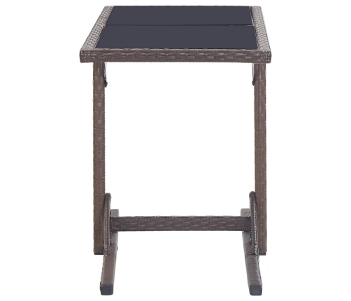 Set de comedor de jardín 3 pzas ratán PE vidrio templado marrón
