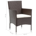 Set de comedor de jardín 3 pzas ratán PE vidrio templado marrón