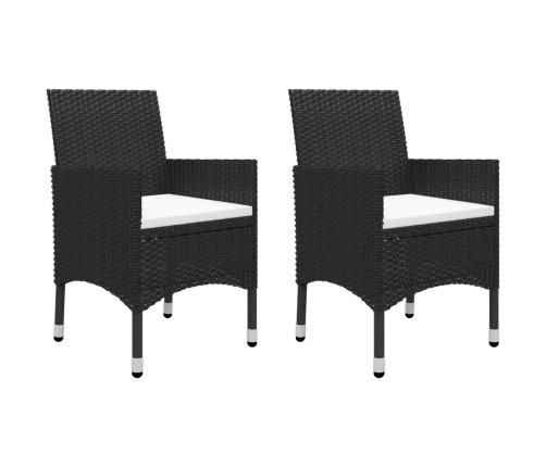 Set de bistró jardín 3 pzas ratán sintético madera maciza negro