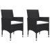 Set de bistró jardín 3 pzas ratán sintético madera maciza negro