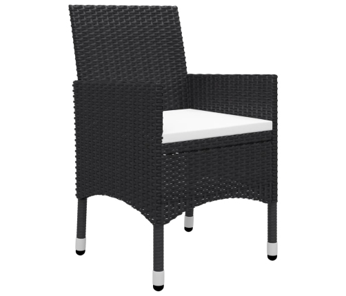 Set de bistró jardín 3 pzas ratán sintético madera maciza negro