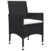 Set de bistró jardín 3 pzas ratán sintético madera maciza negro