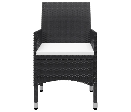 Set de bistró jardín 3 pzas ratán sintético madera maciza negro