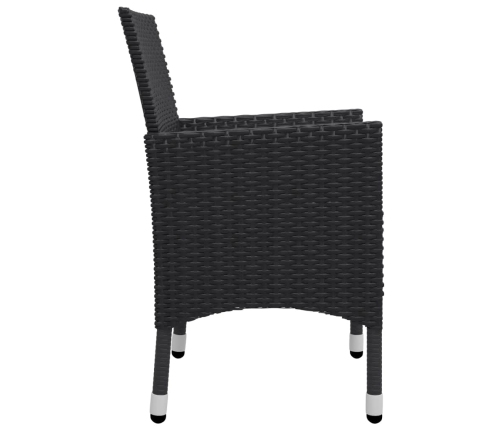 Set de bistró jardín 3 pzas ratán sintético madera maciza negro