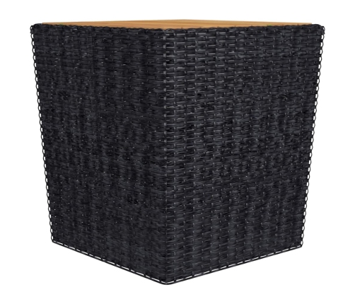 Set de bistró jardín 3 pzas ratán sintético madera maciza negro