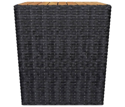 Set de bistró jardín 3 pzas ratán sintético madera maciza negro