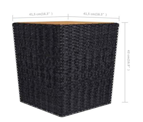 Set de bistró jardín 3 pzas ratán sintético madera maciza negro