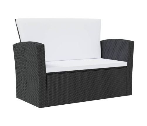 Set muebles de jardín 8 piezas y cojines ratán sintético negro