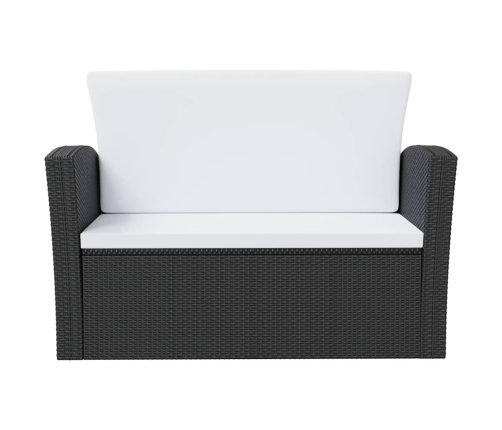 Set muebles de jardín 8 piezas y cojines ratán sintético negro