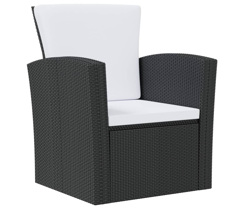 Set muebles de jardín 8 piezas y cojines ratán sintético negro
