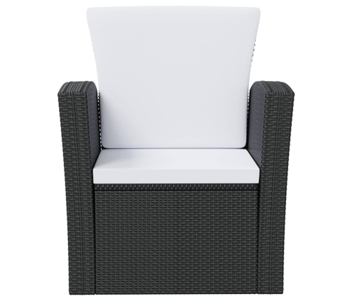 Set muebles de jardín 8 piezas y cojines ratán sintético negro